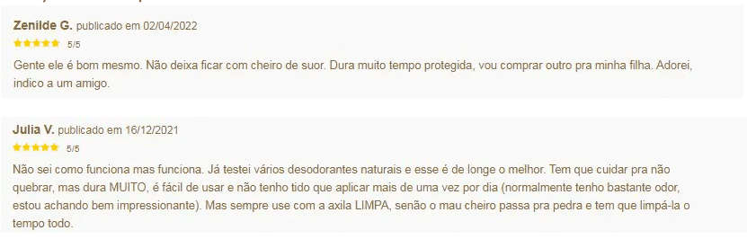 Comentários sobre o desodorante cristal stick alva - 120g